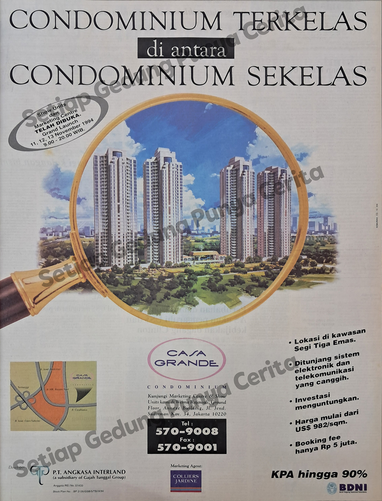 Iklan Apartemen Puri Casablanca, dahulu Casa Grande Condominium, Bisnis Indonesia 10-11-1994