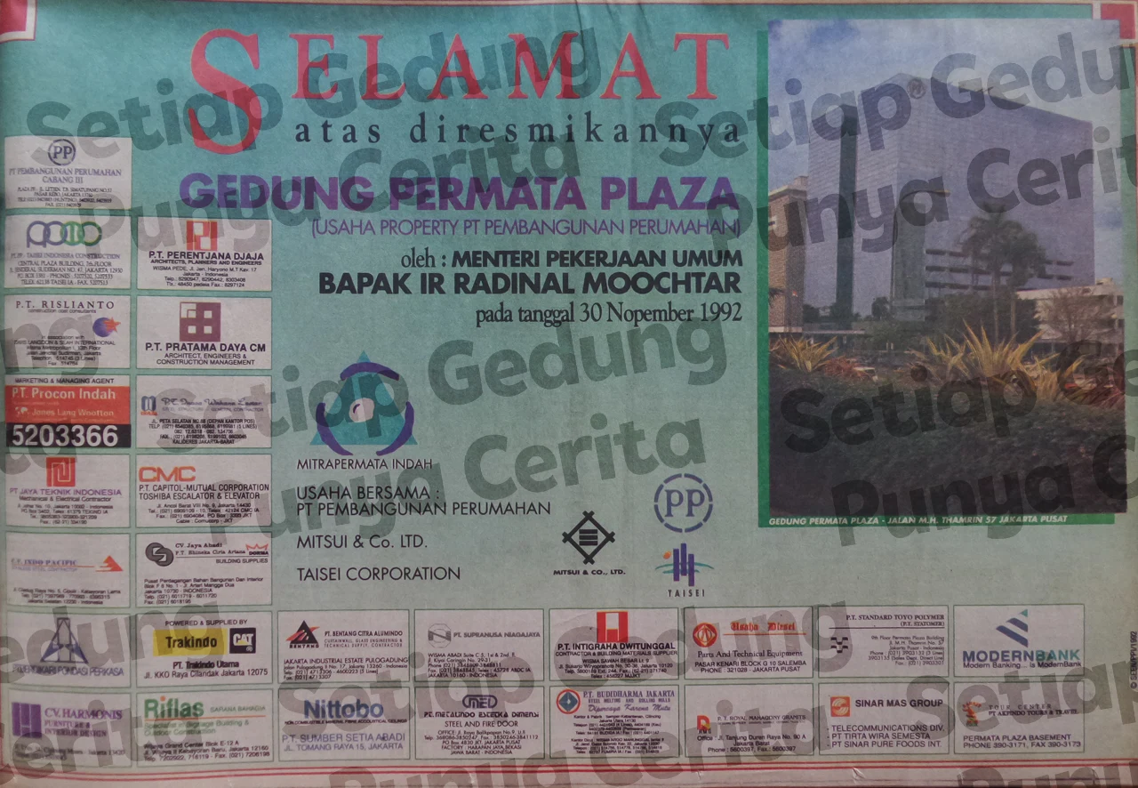 Iklan peresmian Permata Plaza 30 11 1992.